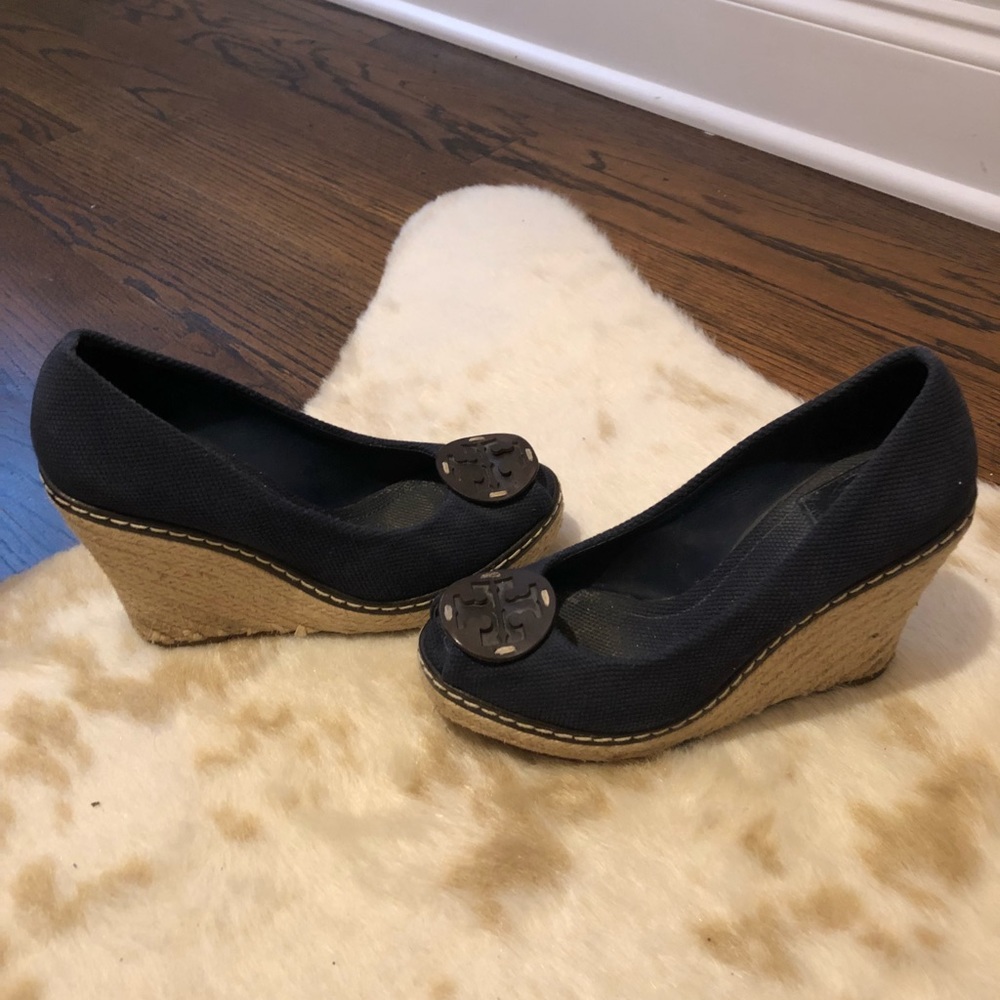 Blue Tory Burch wedges